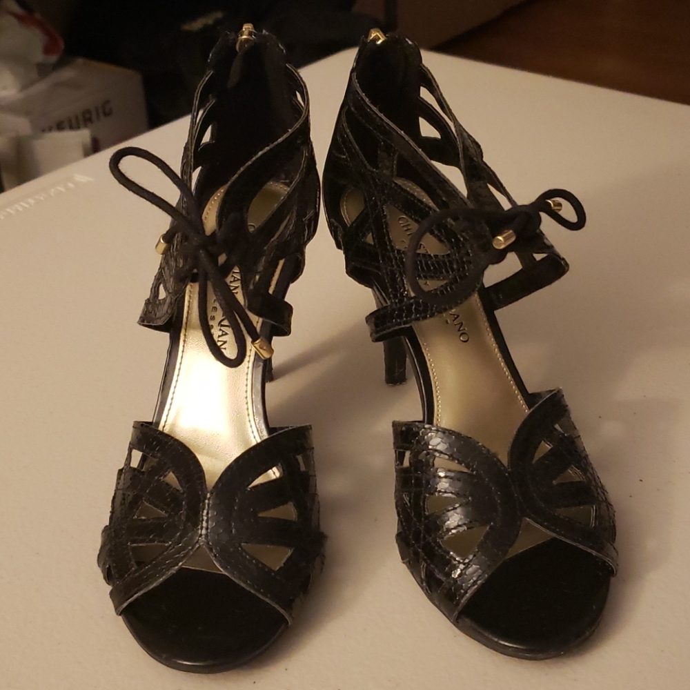 Christian Siriano Black Lattice Sandals